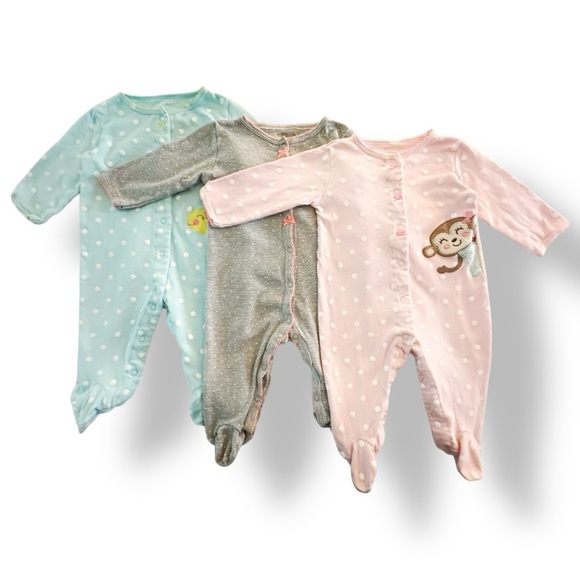 Carter’s | Three Patterned Footie Sleepers (9 mos) - Picture 1 of 5